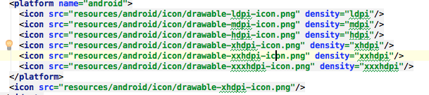 Config Xml for Icons for Android