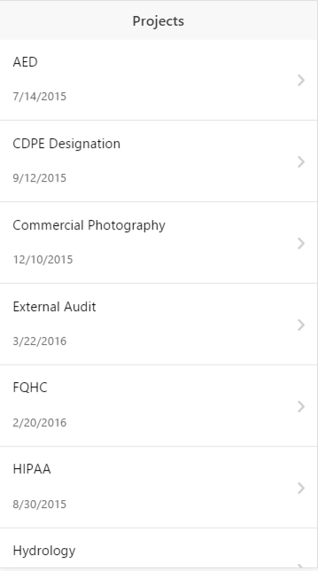 Project List Arrow on Right Side, small and gray