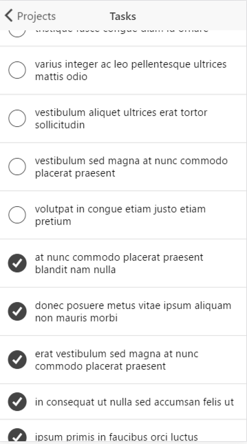 Task List with Checkmark for value display