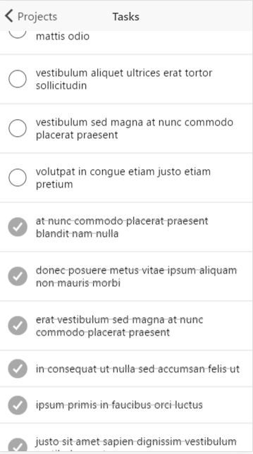 Task List with Completed Task Grayed Out and Strikethough add