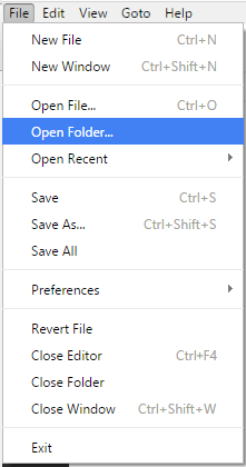 VSCode File Open Folder Menu