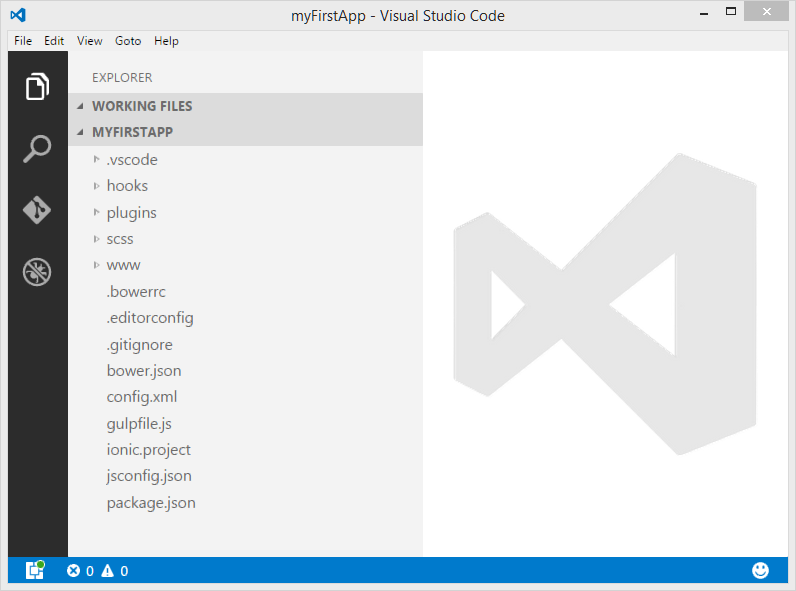 VSCode Initial Folder Opened View