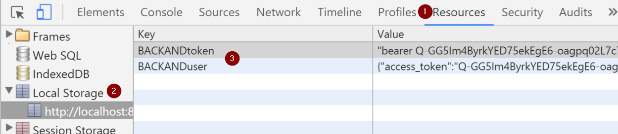 Chrome Devs Tools Resources Local Storage